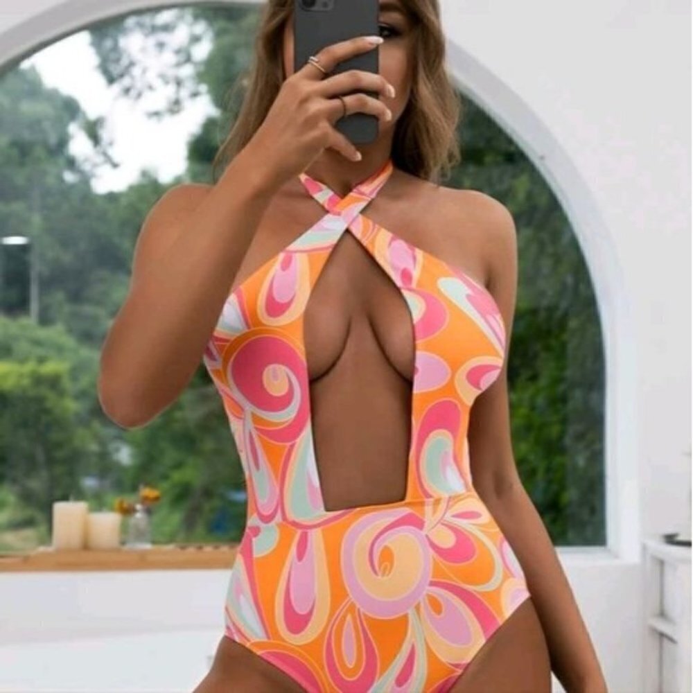 MULTICOLOR CRISS CROSS SWIMSUIT